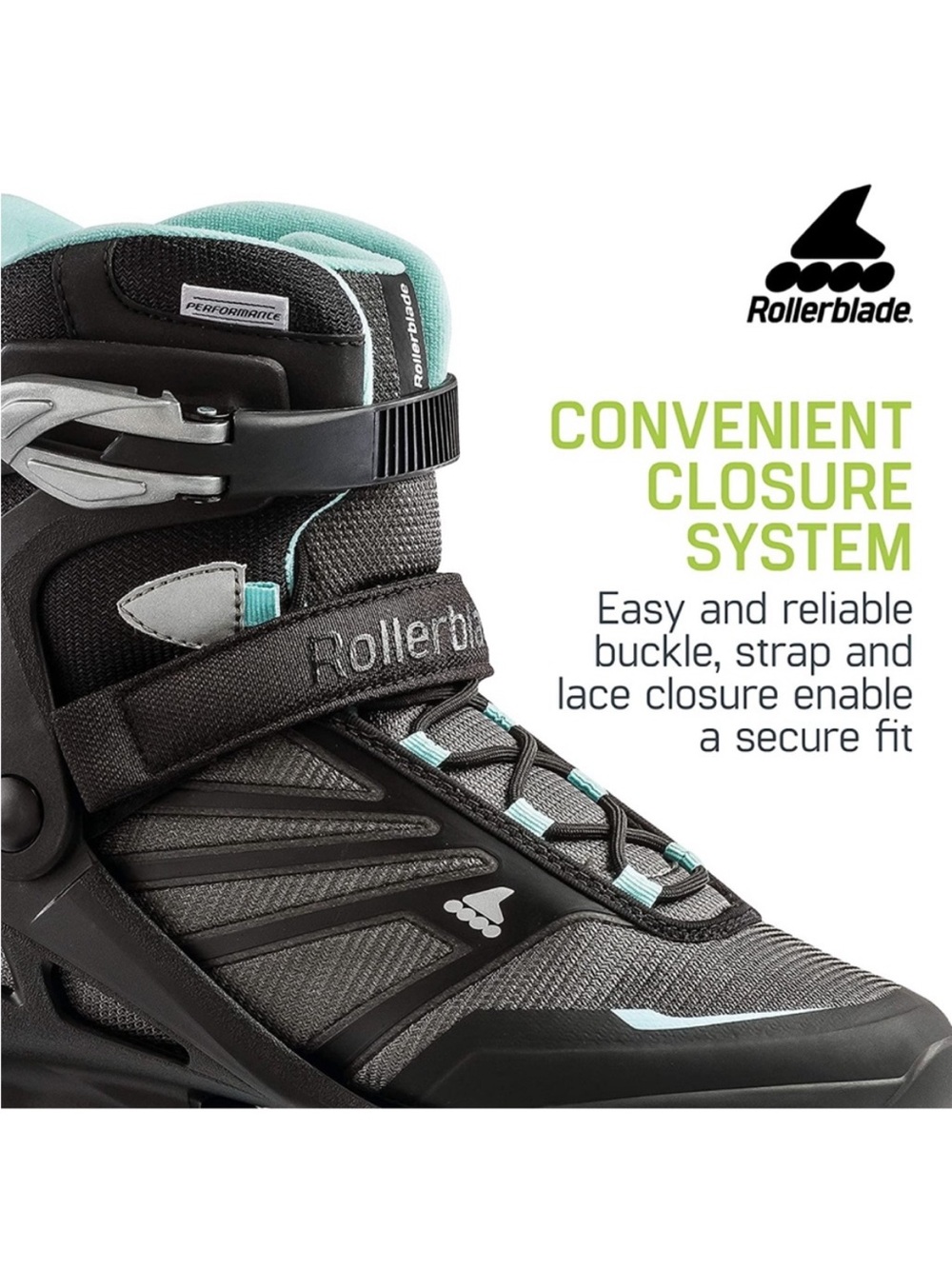 Rollerblade Women's Inline Skate - Black with Light Teal Accents - Picture 9 of 14